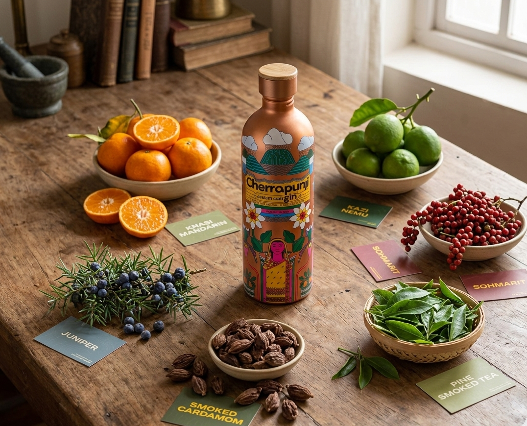 Distilling the Rain: The Botanical Topography of Cherrapunji Gin  An Analytical Exploration of Terroir and rare Alpine Botanicals distributed by Zarf Spirits